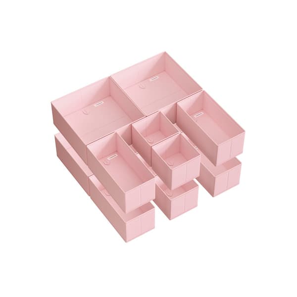 Skuffeopbevaringskasse, sæt med 12, pastelrosa