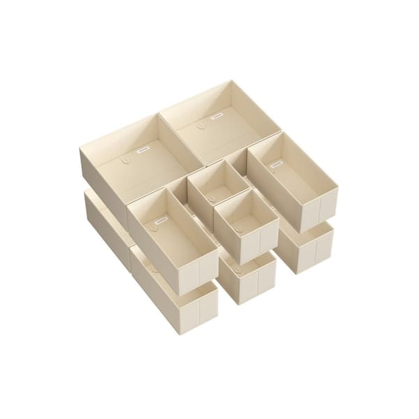 Förvaringslåda, set om 12, sandbeige