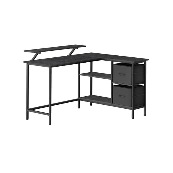 L-formet skrivebord med 2 skuffer 135 x 105 cm svart