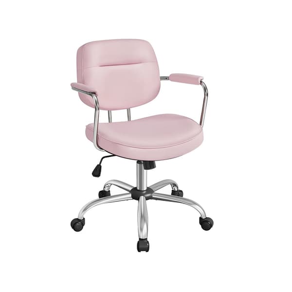 PU-kontorstol med armlener pastellrosa