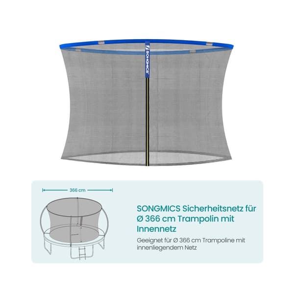 Turvaverkko trampoliinille Ø 366 cm sisäverkolla