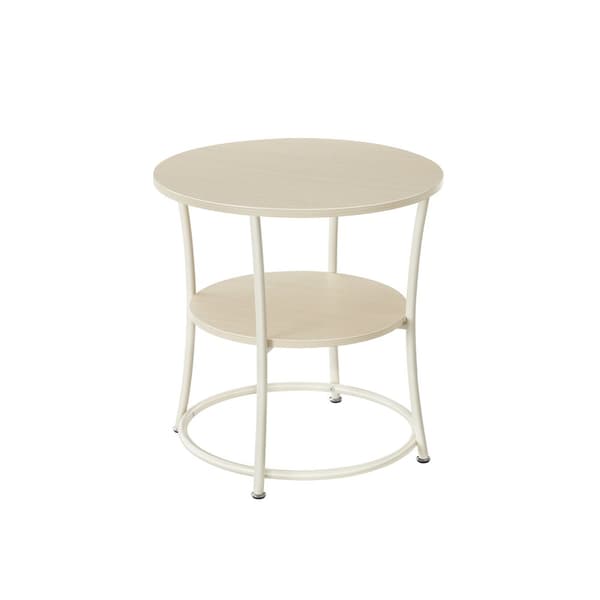Sidebord med 2 hyller og stålramme naturbeige