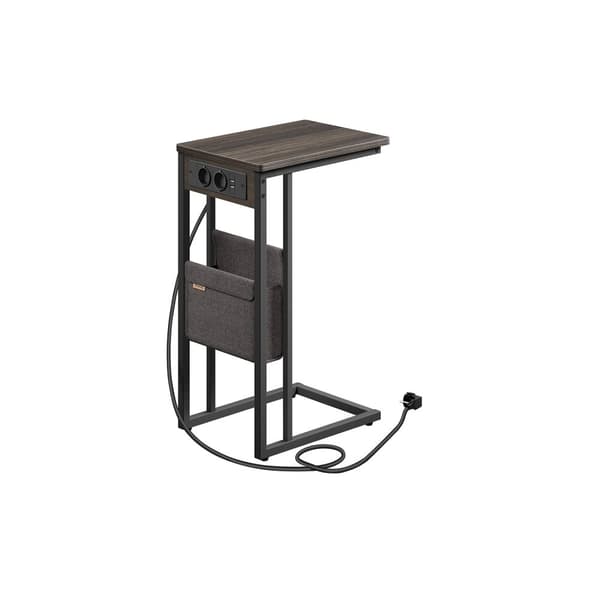 C-format sidobord med 2 socklar, askbrunt