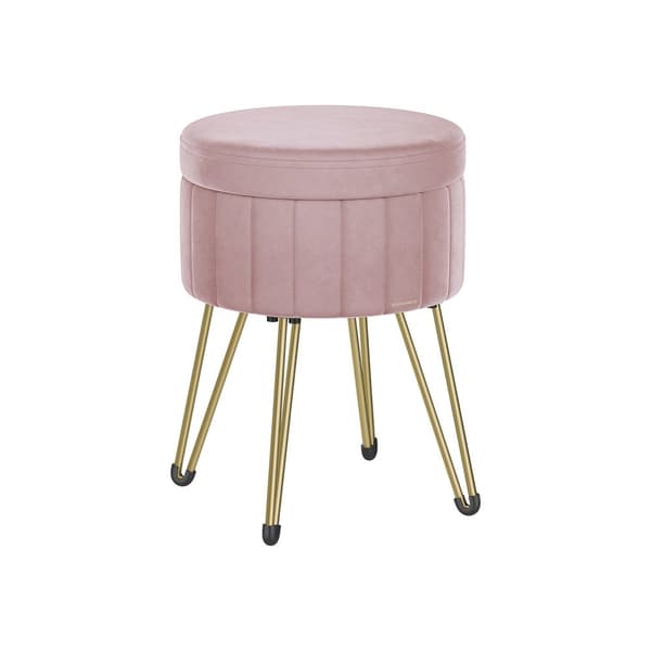 Skammel med opbevaringsplads og 4 metalben pastelrosa