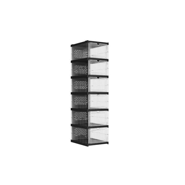 Skoskab med 6 skoæsker transparent-blæksort