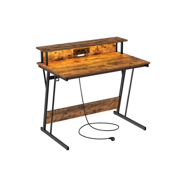 Skrivbord med grenuttag 60 x 100 x 76 cm vintage brun