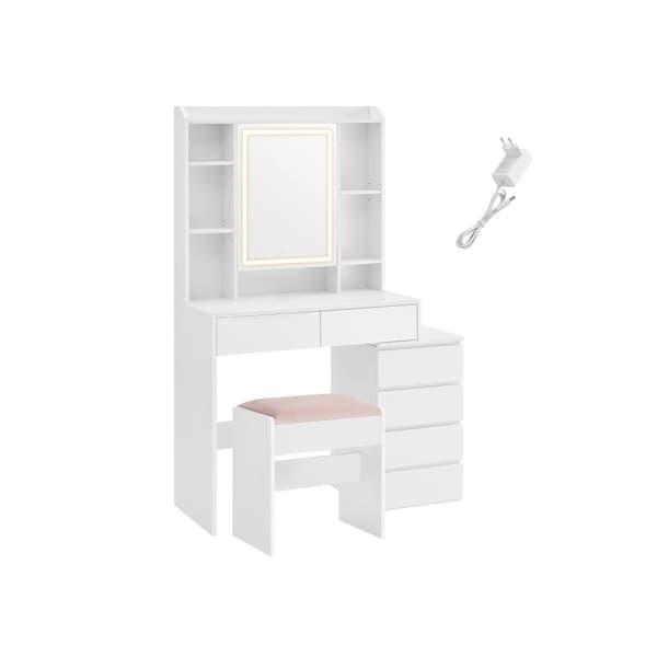 Sminkbord med LED-belysning modern molnvit