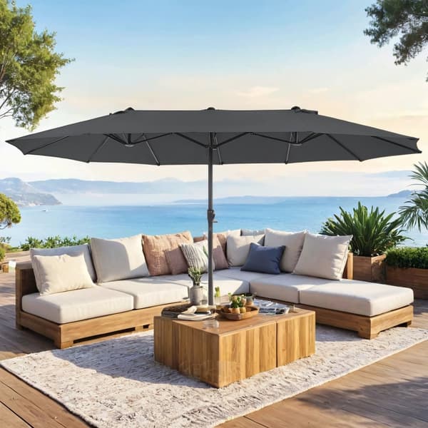 Dobbelt parasol 460 x 270 cm, ekstra stor parasol, haveparasol