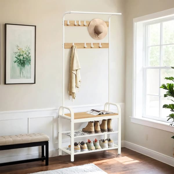 Kledningsstativ, garderobe, med skobenk