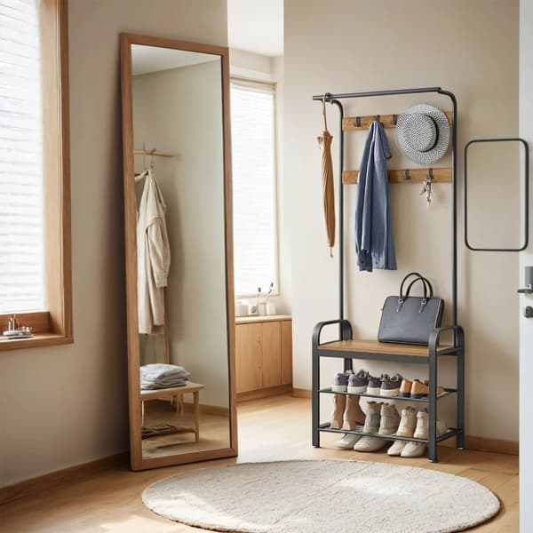 Kledningsstativ, garderobe, med skobenk