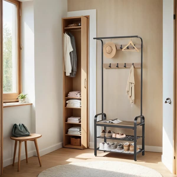 Kledningsstativ, garderobe, med skobenk