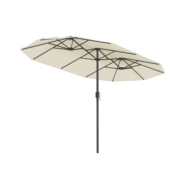 Dobbel parasoll 394 x 200 cm UPF 50+ uten fot beige