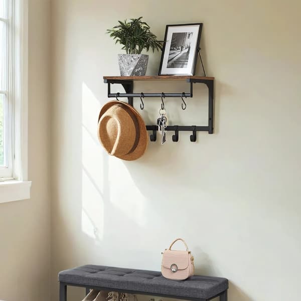 Vægknagerække, garderobe, med 8 kroge og hylde