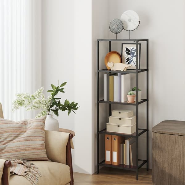 5-etasjes glasshylle, bokhylle, oppbevaringshylle
