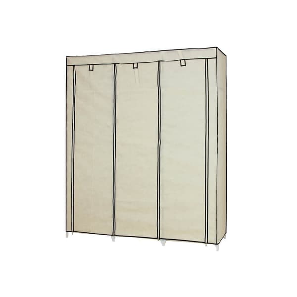 Stort stofgarderobeskab 175 x 150 cm beige