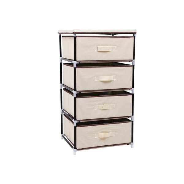 Hylly 4 kangaslaatikolla beige