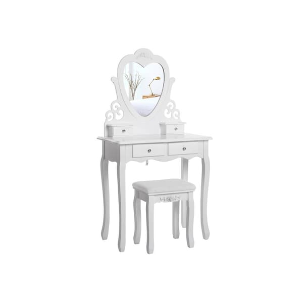Elegant sminkbord med hjärtformad spegel