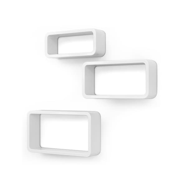 Rektangulära vägghyllor, 3-pack, vita