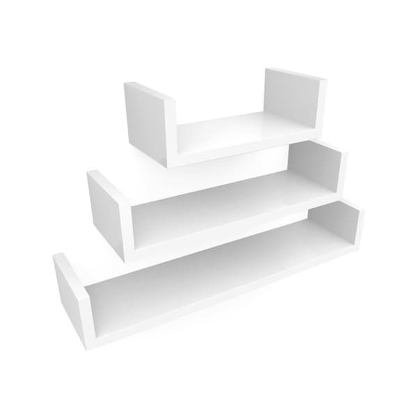 U-formade vägghyllor, 3-pack, vita