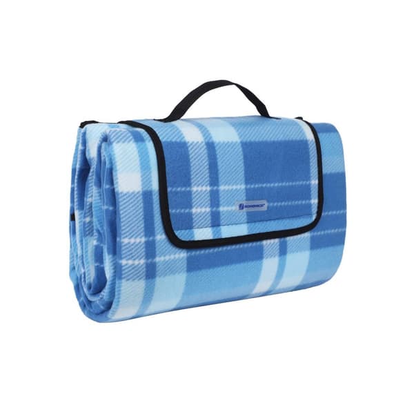 Picnictæppe flannel blå-hvid XXL