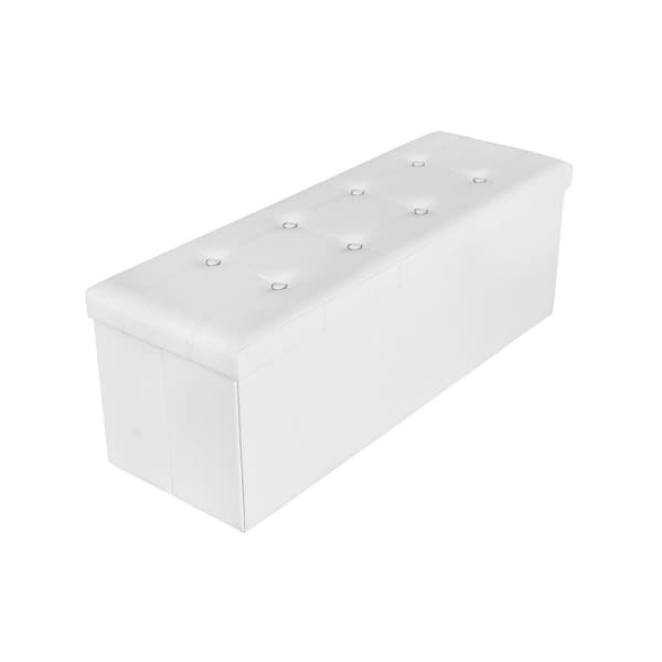 Bænk 110 cm kunstlæder hvid