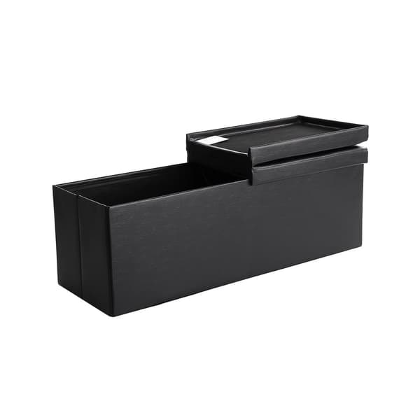 Bänk 110 cm konstläder, gångjärnsförsett lock svart