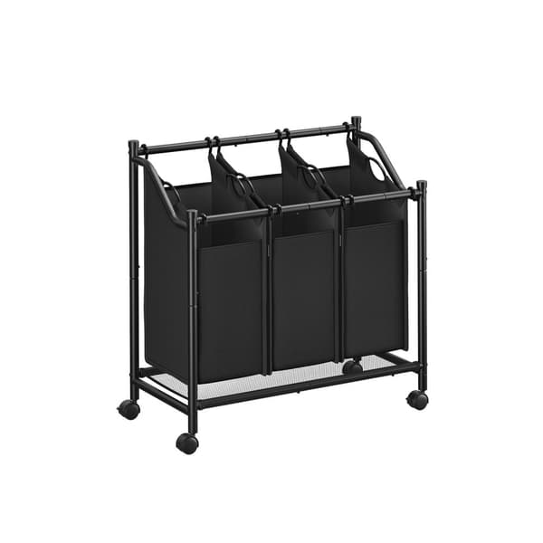 Tvättkorg med hjul 3 x 45 L bläcksvart