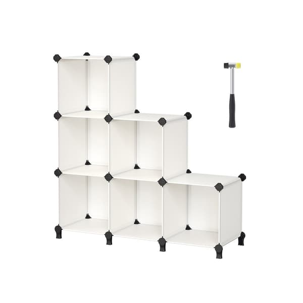 Boltløs hylde 93 x 31 x 93 cm med 6 rum cremehvid