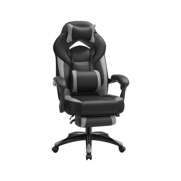 Gamingstol med fotpall svartgrå