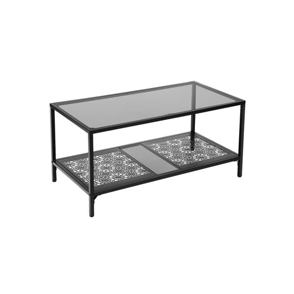 Glassoffbord med blommönster
