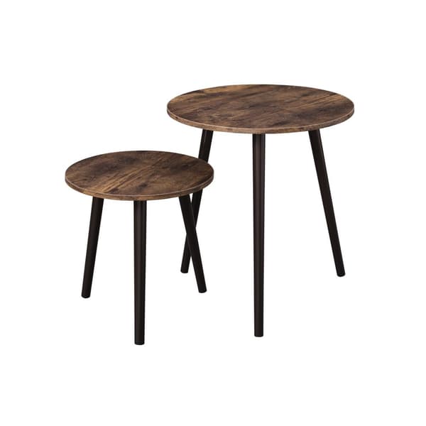 2 runda sidobord i industriell design