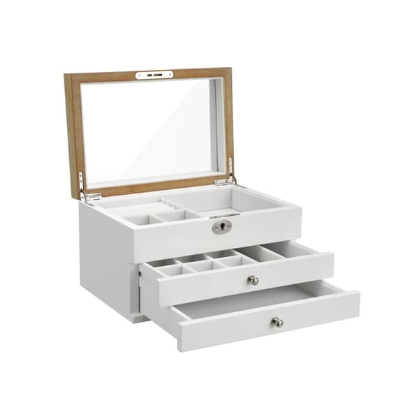 Elegant smyckeskrin med vit spegel