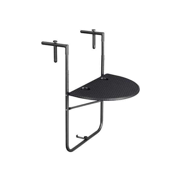 Balkonghängande bord polyrattan svart
