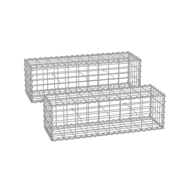 Gabionkurve med maskestørrelse 5 x 10 cm til sten, sæt med 2