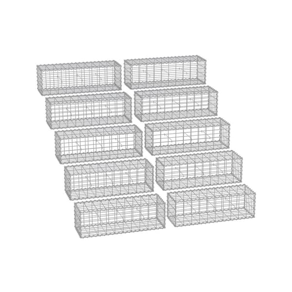 Gabionkurve med maskestørrelse 5 x 10 cm til sten, sæt med 10 stk.