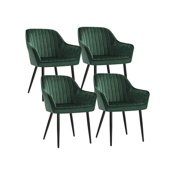 Klädda stolar set om 4 med armstöd gröna