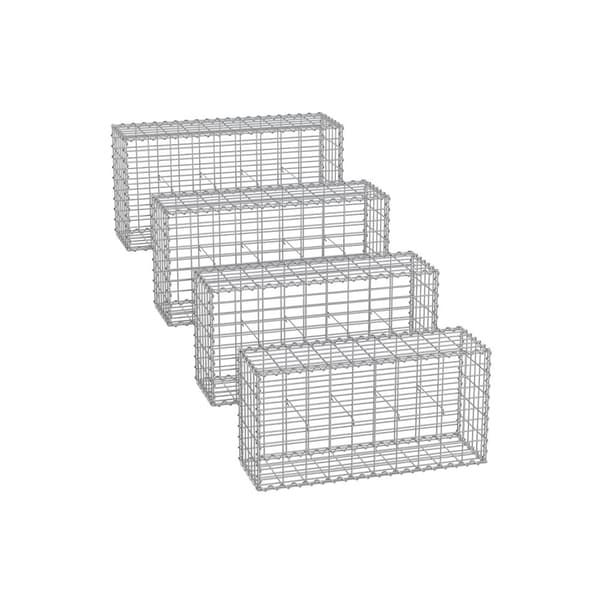 Trådkurv med maskevidde 5 x 10 cm, sæt med 4, sølv
