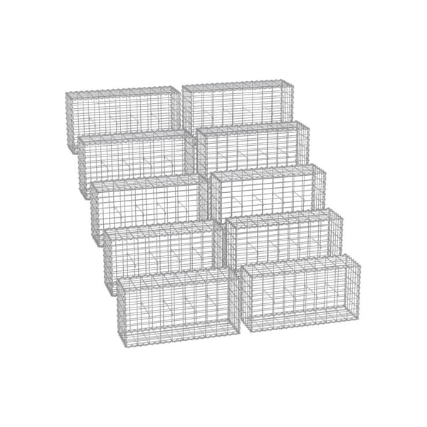 Gabion-korit 100*50*30 cm, 10 kpl, hopeanvärinen