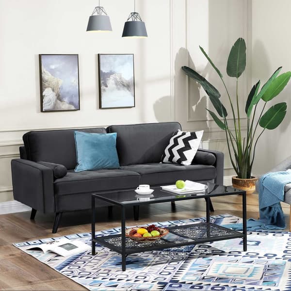 3-sits soffa med sammetsklädsel