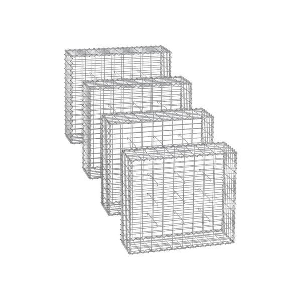 Trådkurv med maskevidde 5 x 10 cm, sæt med 4, sølv