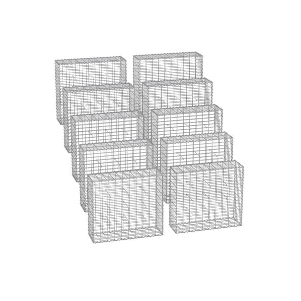 Gabionkorgar med maskstorlek 5 x 10 cm för stenar, set om 10