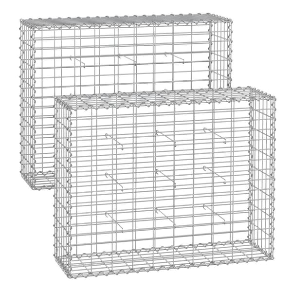 Gabionkurve 100 x 80 x 30 cm sæt med 2 sølvfarvede