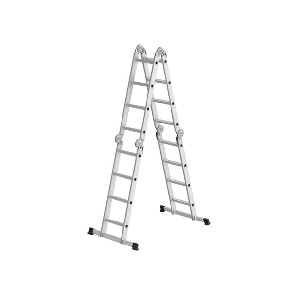 Stige med 16 trin i 6 positioner, 430 cm lang, sølvfarvet