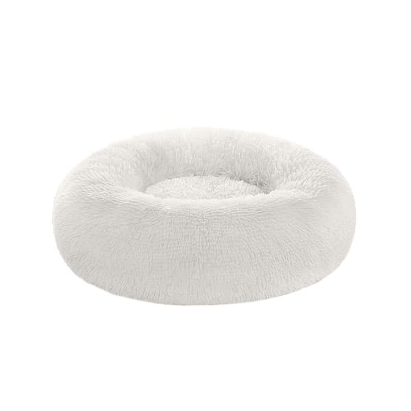 Kattbädd med en diameter på 60 cm, tvättbar och molnvit