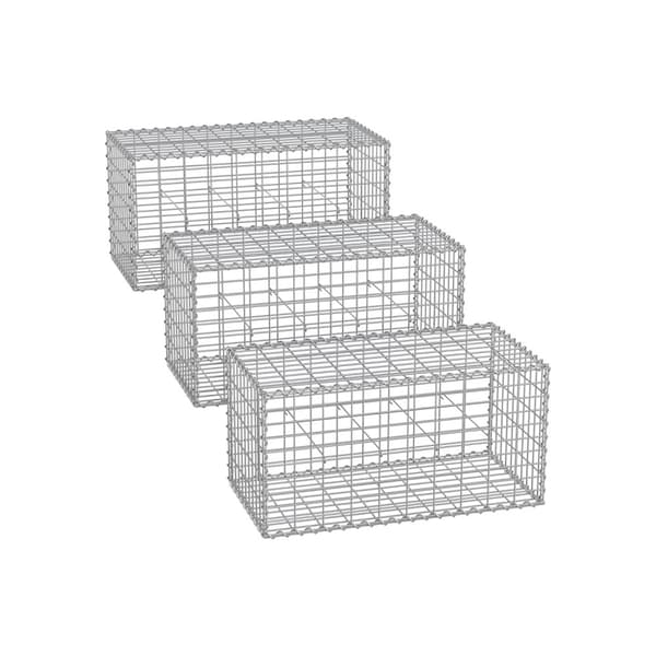 Trådkurv med maskevidde 5 x 10 cm, sæt med 3, sølv