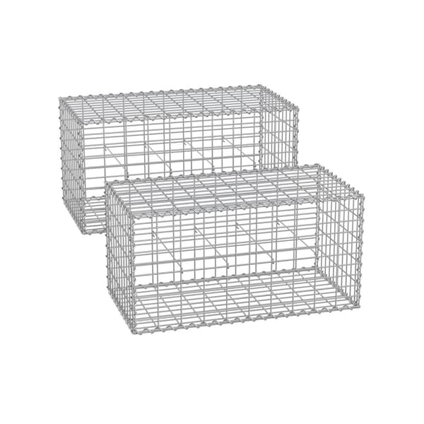Trådkorg 100 x 30 x 30 cm set med 2 silverfärgade