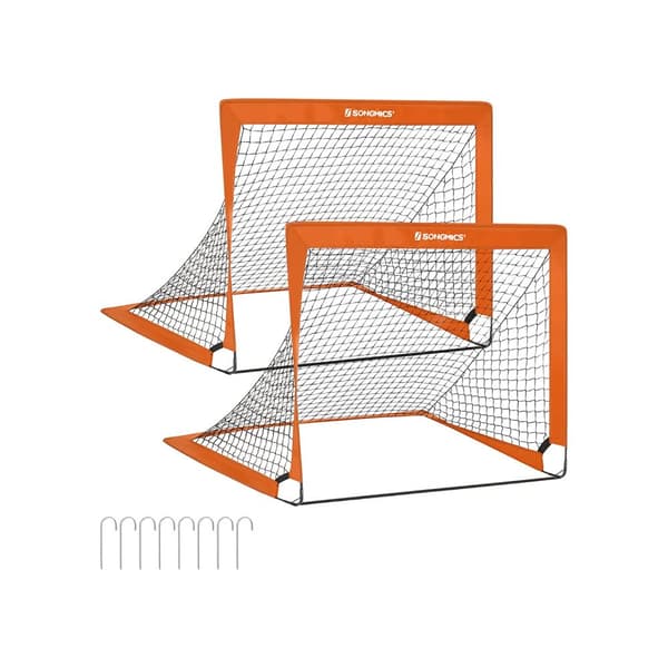 Børnefodboldmål sæt med 2 orange pop-up mål
