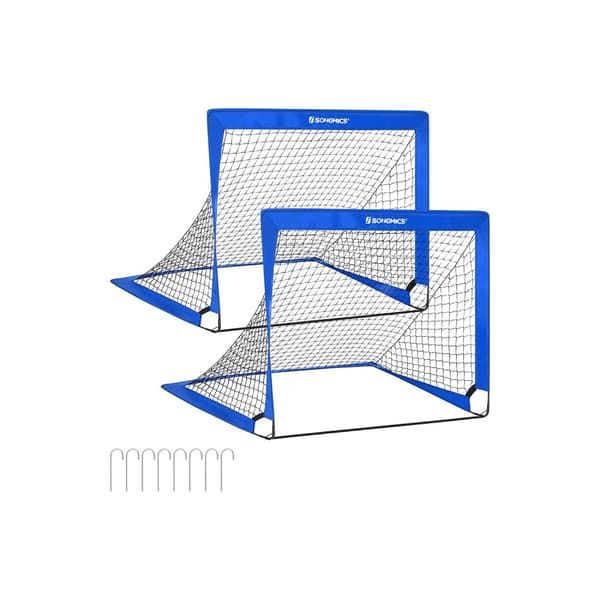 Barnfotbollsmål Set med 2 Pop-Up Blå