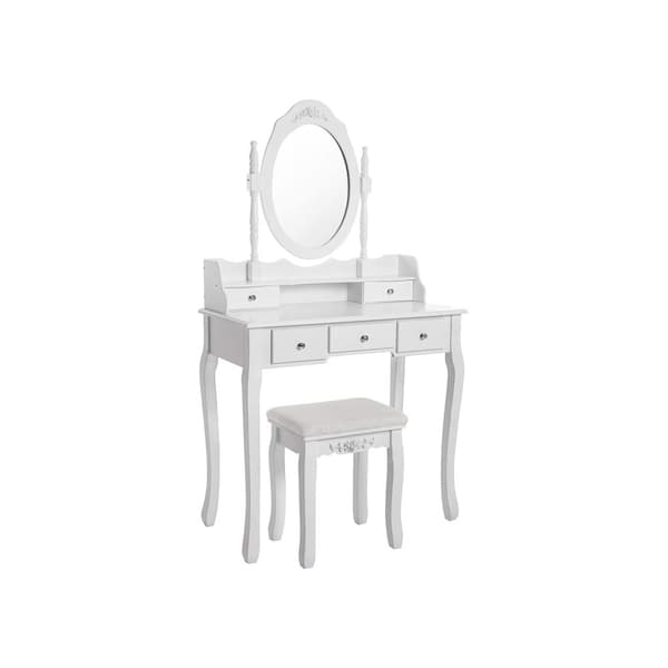 Toiletbordsæt med 5 skuffer hvidt