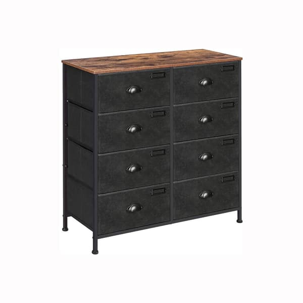 Kommode med 8 skuffer vintage brun-sort